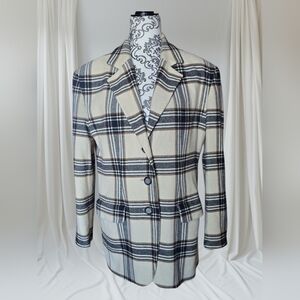 Vintage Steilmann Plaid Wool Blend Blazer Size 10